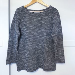 Loft Woven Textured Tunic Sweater Top Heathered Black M Like New